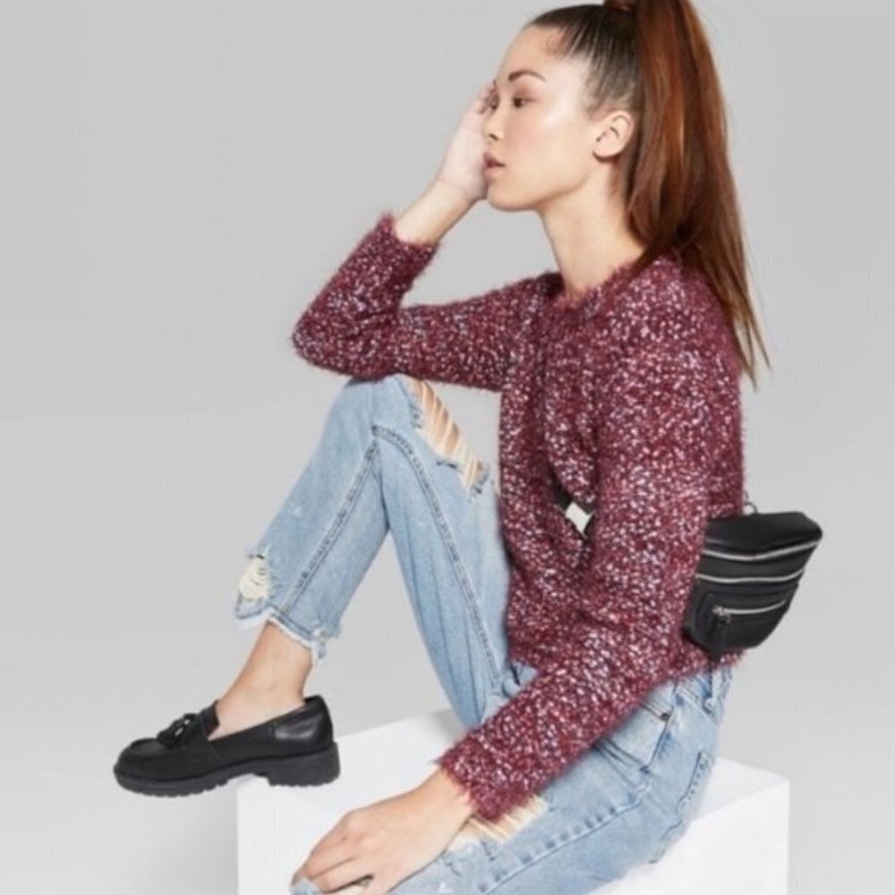 WILD FABLE Soft Eyelash Knit Multicolor Sweater S